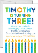 colorful birthday candle invitations festive party theme