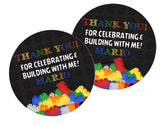 colorful brick lettering party favor label