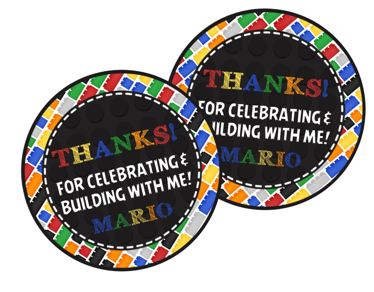 colorful building block birthday favor