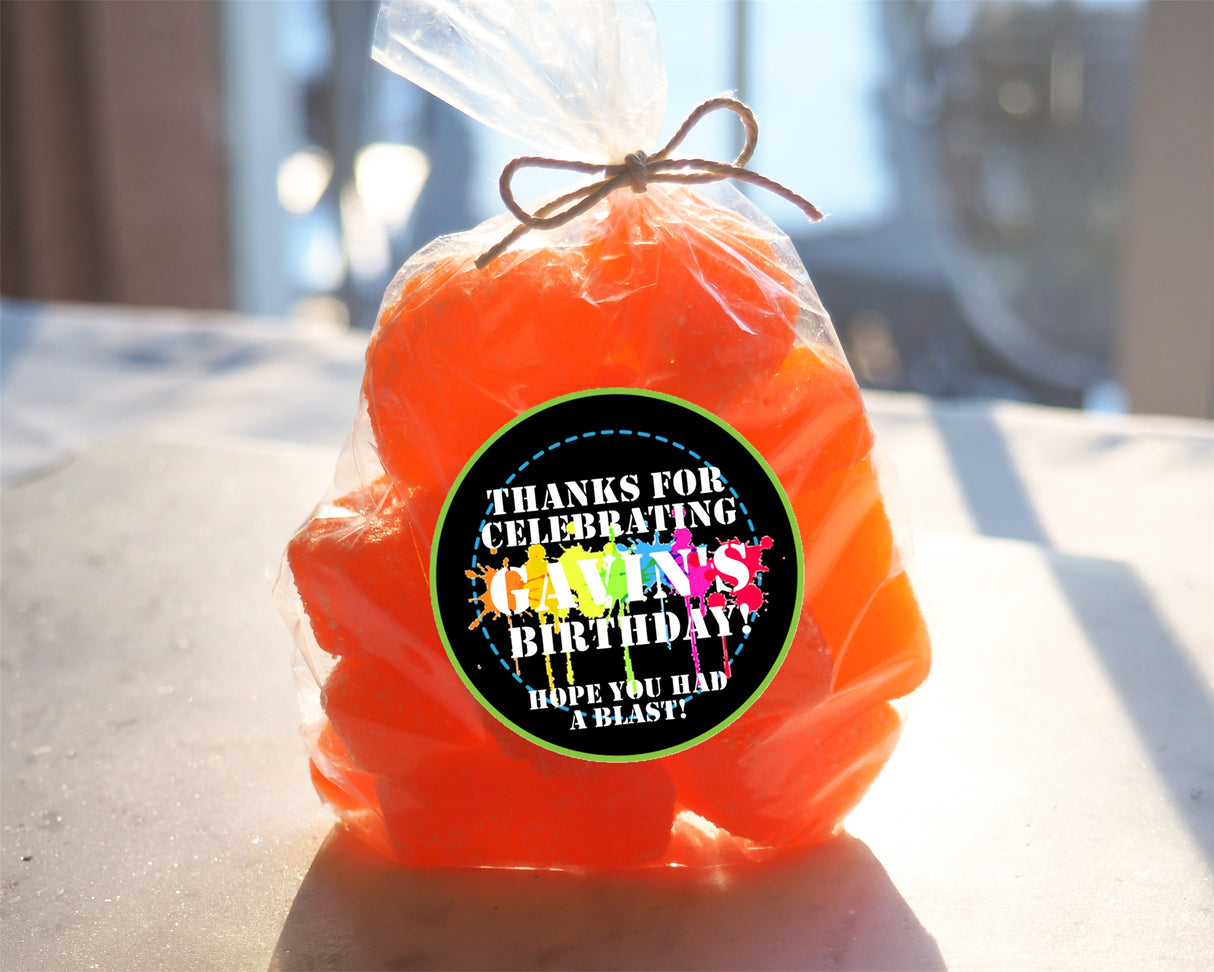 colorful paintball party favor stickers