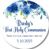Blue Floral First Communion Stickers
