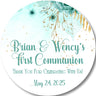 Blue Floral First Communion Stickers