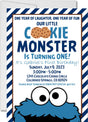 cookie monster 1st birthday invitations navy blue cookie design