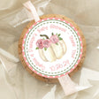 cream pumpkin baby shower sticker with pink roses
