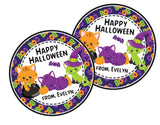 cute cat halloween favor label for kids parties
