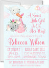 cute elephant invitation cards soft pastel pink style for girls