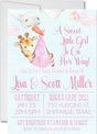 cute girls pink giraffe invitation cards whimsical jungle style