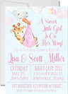 cute girls pink giraffe invitation cards whimsical jungle style