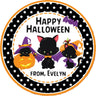 cute halloween kitten sticker with pumpkin and witch hat