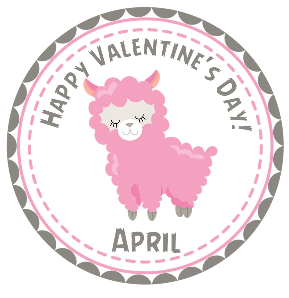 cute llama valentines day classroom sticker