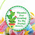 cute smiling cactus birthday party sticker