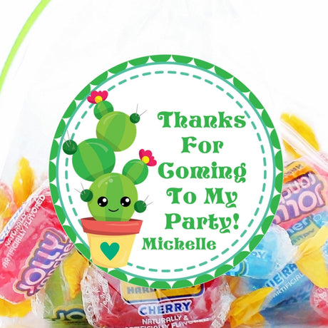 cute smiling cactus birthday party sticker