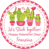 cute succulent valentine stickers personalized