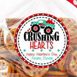 cute teal monster truck valentine sticker with red hearts