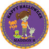 cute zombie girl halloween sticker purple orange party design