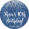 denim and diamonds favor sticker with crystal detail and textured background