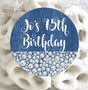 denim and rhinestone birthday sticker