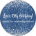 denim birthday sticker with sparkling diamond accents and script text