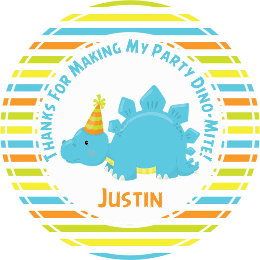 Dinosaur Party Birthday Stickers – Dino-Mite Favor Labels