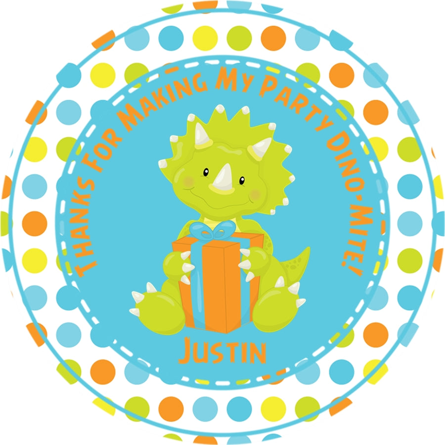 Dinosaur Party Birthday Stickers – Dino-Mite Favor Labels