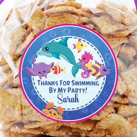 dolphin stingray fish birthday sticker