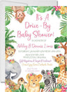 drive by safari invitation cards for baby girls