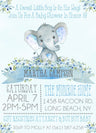elephant baby shower invitations pastel blue watercolor floral design