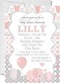 elephant baby shower invitations pink gray patterned design