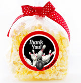 falling pins bowling birthday sticker design