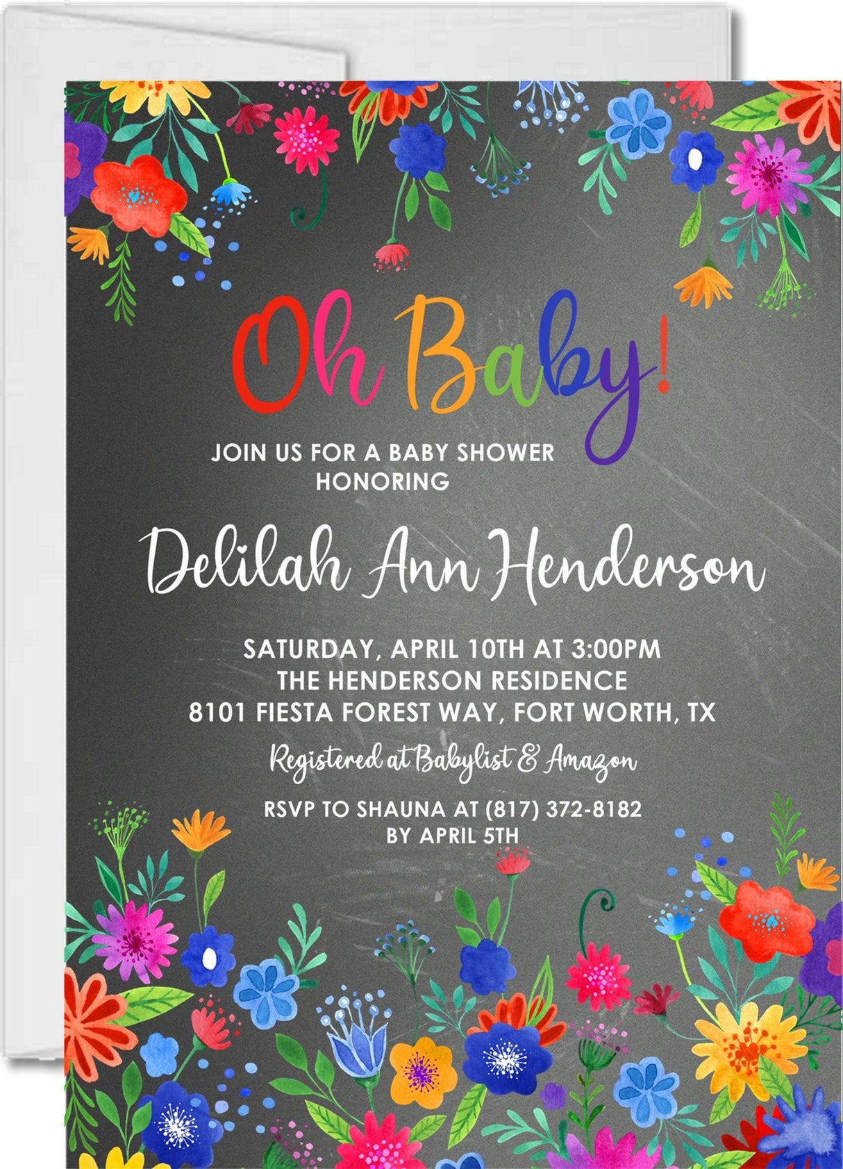 fiesta baby shower invitations colorful floral design