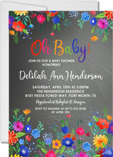 fiesta baby shower invitations colorful floral design
