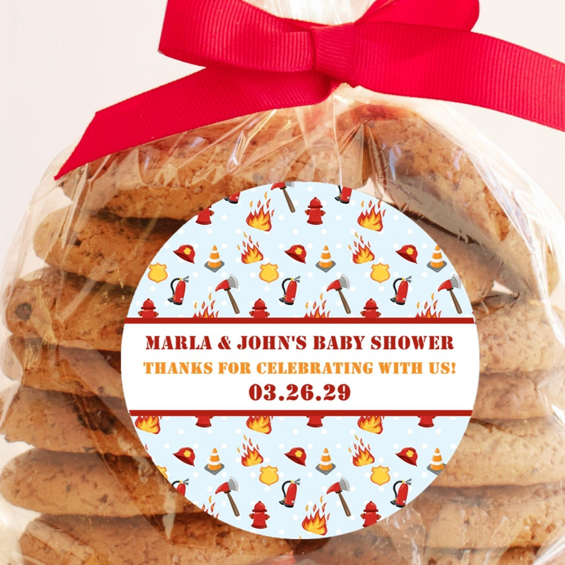firefighter baby shower stickers with hydrants helmets and flames
