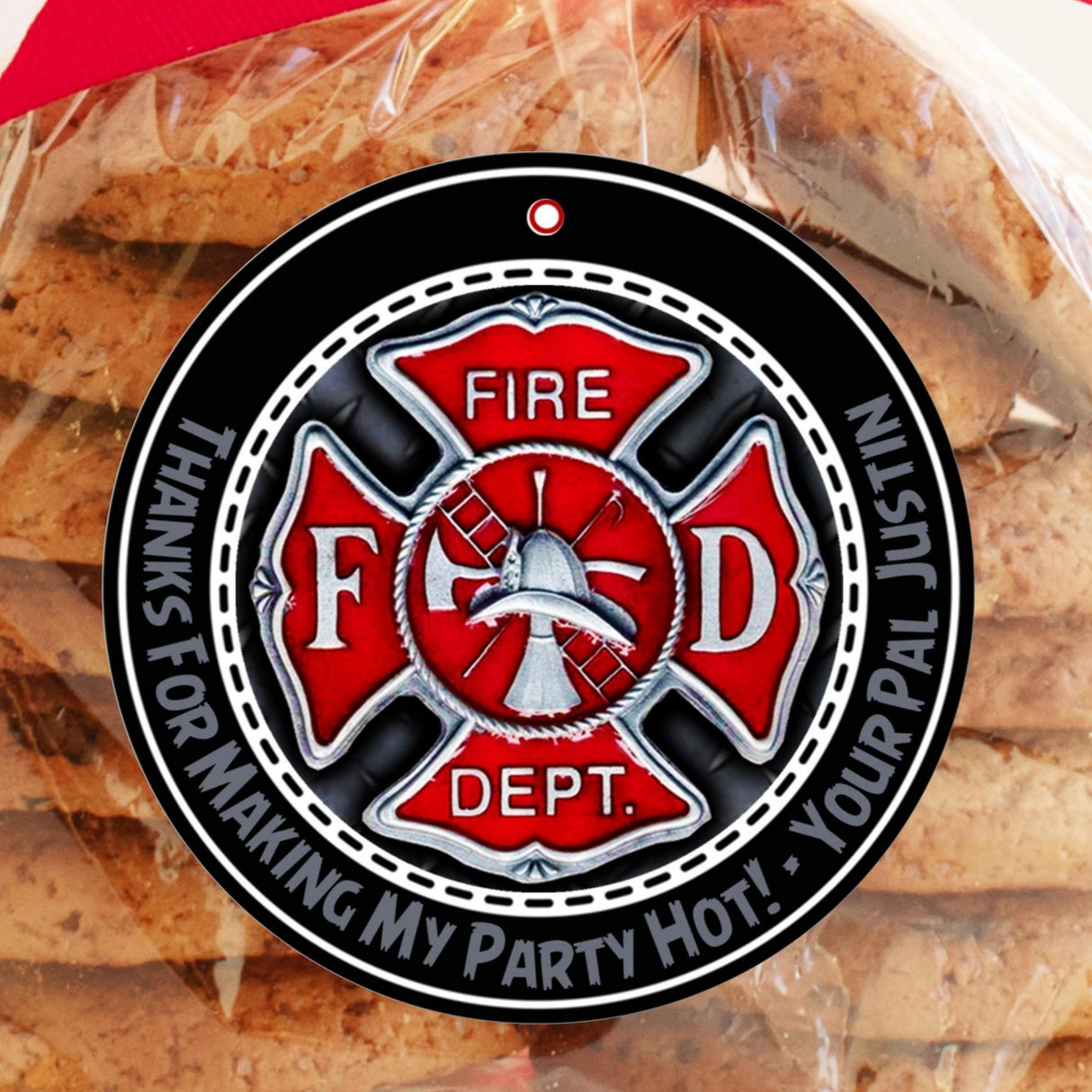 firefighter maltese cross birthday sticker