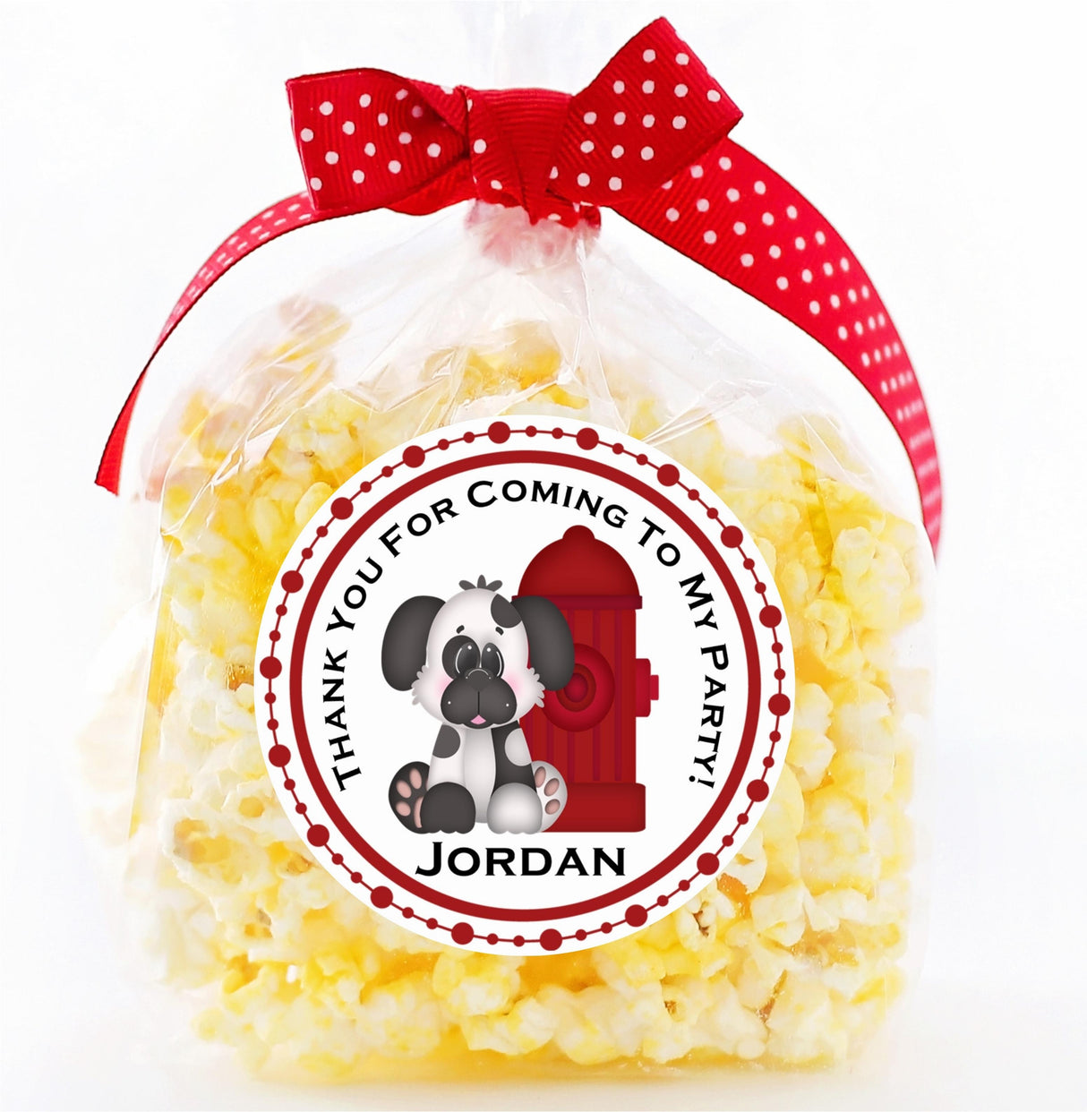 firefighter puppy themed party sticker