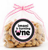 first birthday Minnie themed sticker design