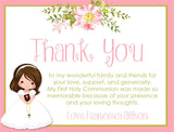 floral communion thank you notes girl character religious theme