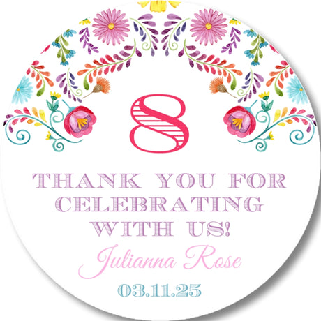 floral fiesta party stickers