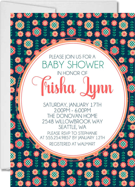 floral pattern invitation cards modern garden style