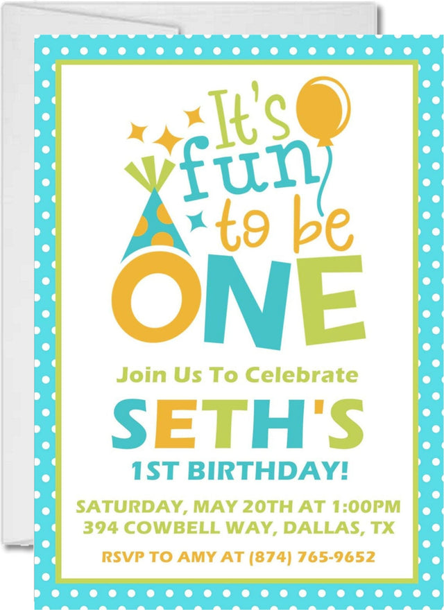 fun to be one birthday invitations playful balloon theme