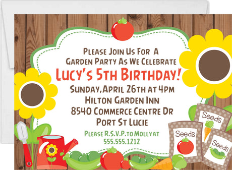 gardening birthday party invitations sunflower garden design