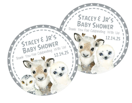 gender neutral arctic animals baby shower sticker