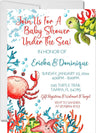 gender neutral coral reef invitation cards beach underwater style