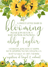 gender neutral sunflower baby shower invitations yellow green design