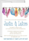 gender neutral tribal feather baby shower invitations