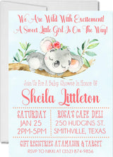 girl koala baby shower invitations blush greenery theme