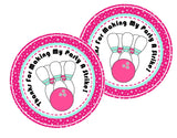 girls bowling ball and pins labels