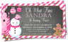 girls christmas birthday invitations pink snowman gingerbread holiday design