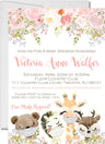 girls drive by baby shower invitations watercolor pink greenery theme