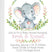 girls elephant baby shower invitations eucalyptus greenery design