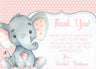 girls elephant baby shower thank you cards pink design